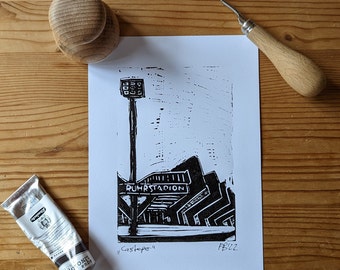 Linoprint Castroper Straße Ruhrstadion