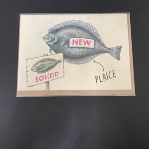 Carte de voeux drôle de poisson de sole de plie