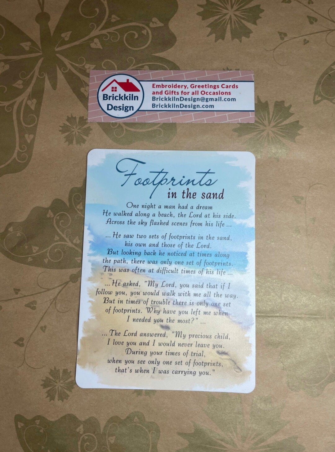 Footprints in the Sand Graveside Card Etsy