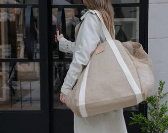 Extra Large Jute Beach Bag - Sophisticated, Spacious Lightweight Beach & Travel Tote – Large No-Pocket Bag for Bulky Items