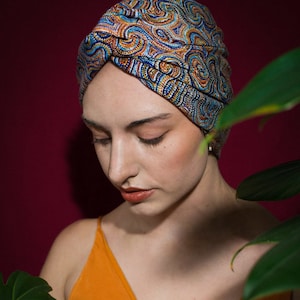 Chemo cap, Turban, Cap beanie, Head accessories, Chemo gift, Chemo head warmer, cotton, Head cover, Aboriginal art