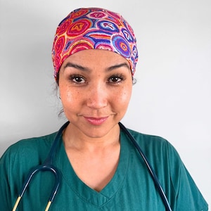 Softie Cap, Chemo cap, Cap beanie, Head accessories, Chemo gift, Chemo head warmer, cotton, Head cover, Scrub cap, Aboriginal art