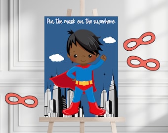 Superhero Birthday Party Decor Pin the Mask on the Superhero - Etsy