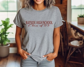 Bayside High School Alumni T-Shirt, 90er-Jahre-TV-T-Shirt, Zach Morris, Saved by the Bell, nostalgisches T-Shirt, Bayside Tigers, Ärmellogo