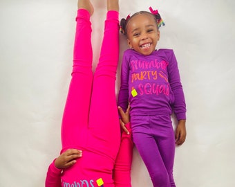 Kids Slumber Party Personalized Pajamas| Pajamas for Girls| Toddler Pajamas| Youth Pajamas| Gift| Sleepover| Slumber Party| Pink| Purple