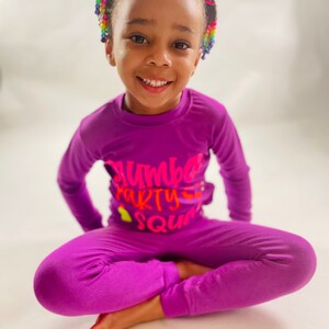 Kids Slumber Party Personalized Pajamas Pajamas for Girls Toddler Pajamas Youth Pajamas Gift Sleepover Slumber Party Pink Purple image 4