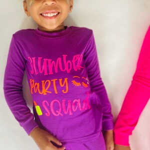 Kids Slumber Party Personalized Pajamas Pajamas for Girls Toddler Pajamas Youth Pajamas Gift Sleepover Slumber Party Pink Purple Purple