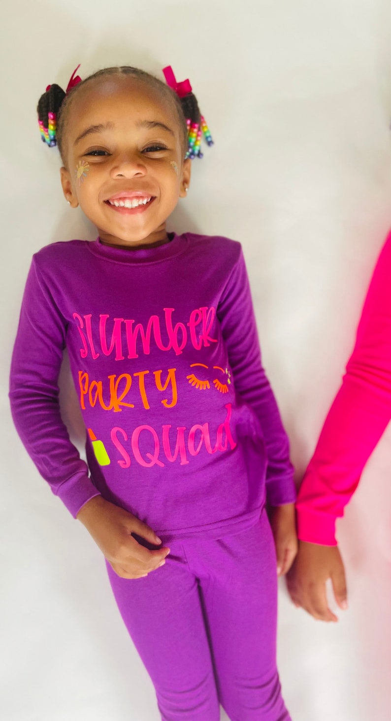 Kids Slumber Party Personalized Pajamas Pajamas for Girls Toddler Pajamas Youth Pajamas Gift Sleepover Slumber Party Pink Purple Purple