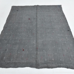 5x7 Vintage Hemp Area Rug: Soft Gray Bohemian