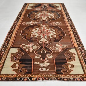 6x12 Dark Brown Cream PERSIAN KILIM RUG, 6x12 Kilim Rug, 6x12 Rug, Handmade Wool Kilim Rug,  6x12 Turkish Kilim Rug, 6x12 Area Rug, Antique