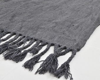 5x8 Hemp Rug, 5x8 Hemp Fringed Gray Rug, 5x8 Rug, Handmade Bohemian Style, 5x8 Hemp Kilim Rug, Shabby Chic Decor, Bohemian, Rug For Bedroom