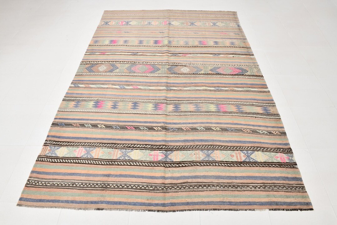 6x8 Kilim Rug, 6x8 TURKISH VINTAGE KILIM Rug, 6x8 Rug, Handmade Wool ...