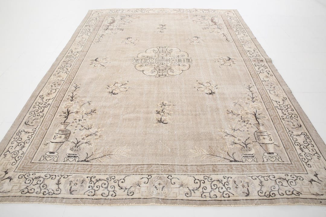 Cream Turkish Rug Oversized Cream Beige Vintage Turkish Rug 8x11 - Wool & Cotton - Etsy