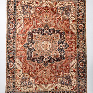 9x12 Red & Burgundy Oversize Vintage Rug, Large Area Rug, 9x12 Vintage Rug, Handmade Wool Rug, 9x12 Rug, Soft Pastel Boho, Vintage Rug 9x12 image 3
