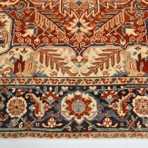 9x12 Red & Burgundy Oversize Vintage Rug, Large Area Rug, 9x12 Vintage Rug, Handmade Wool Rug, 9x12 Rug, Soft Pastel Boho, Vintage Rug 9x12 image 13