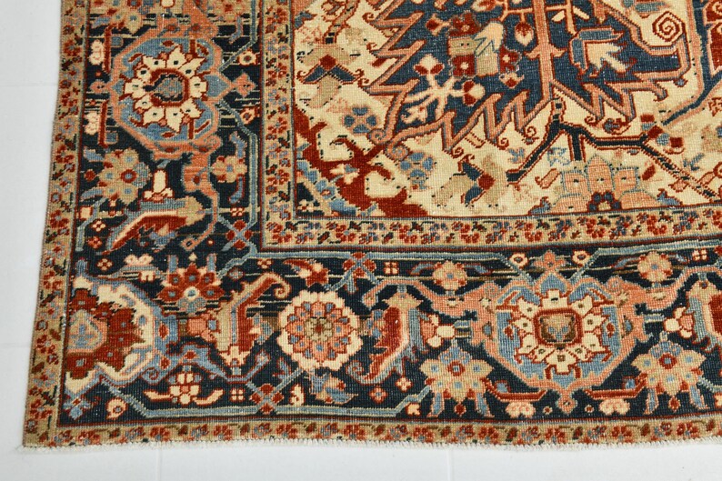 9x12 Red & Burgundy Oversize Vintage Rug, Large Area Rug, 9x12 Vintage Rug, Handmade Wool Rug, 9x12 Rug, Soft Pastel Boho, Vintage Rug 9x12 image 12