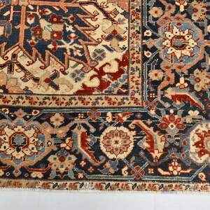 9x12 Red & Burgundy Oversize Vintage Rug, Large Area Rug, 9x12 Vintage Rug, Handmade Wool Rug, 9x12 Rug, Soft Pastel Boho, Vintage Rug 9x12 image 14