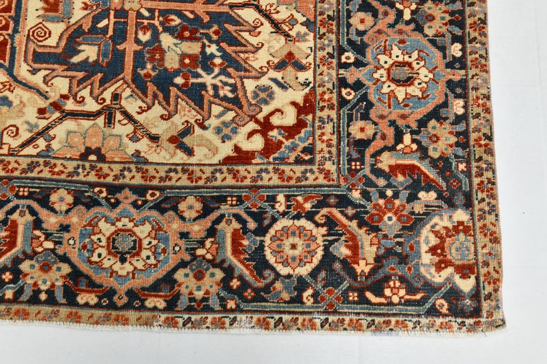 9x12 Red & Burgundy Oversize Vintage Rug, Large Area Rug, 9x12 Vintage Rug, Handmade Wool Rug, 9x12 Rug, Soft Pastel Boho, Vintage Rug 9x12 image 14