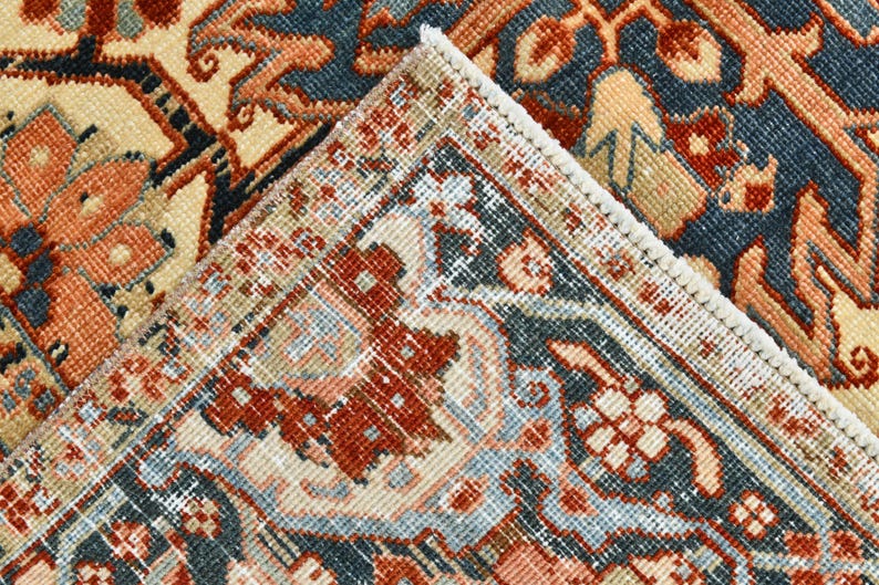 9x12 Red & Burgundy Oversize Vintage Rug, Large Area Rug, 9x12 Vintage Rug, Handmade Wool Rug, 9x12 Rug, Soft Pastel Boho, Vintage Rug 9x12 image 15
