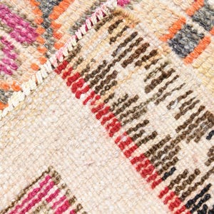 3x11 Tribal Herki Runner Rug, 3x11 Herki Runner, 3x11 Rug, Oushak Handmade Wool Rug, 3x11 Runner Rug, Red & Cream Rug, 3x11 Vintage Runner