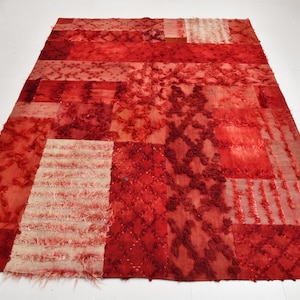 Vintage Kilim Patchwork Rug, Turkish Red Handmade Wool Carpet, Traditional Boho Decor 6x8