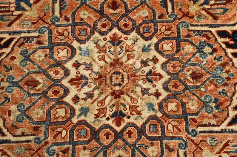 9x12 Red & Burgundy Oversize Vintage Rug, Large Area Rug, 9x12 Vintage Rug, Handmade Wool Rug, 9x12 Rug, Soft Pastel Boho, Vintage Rug 9x12 image 7