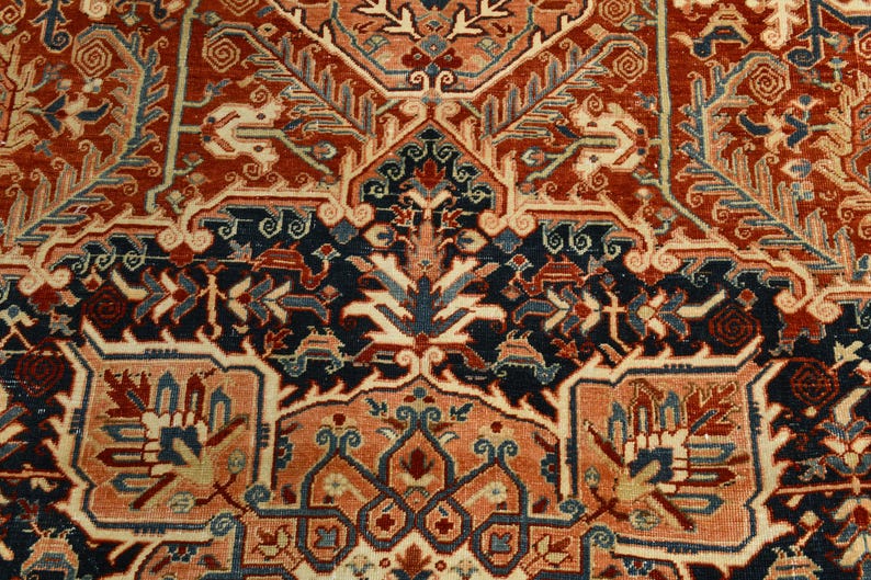 9x12 Red & Burgundy Oversize Vintage Rug, Large Area Rug, 9x12 Vintage Rug, Handmade Wool Rug, 9x12 Rug, Soft Pastel Boho, Vintage Rug 9x12 image 8