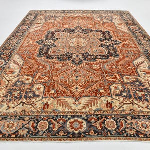 9x12 Red & Burgundy Oversize Vintage Rug, Large Area Rug, 9x12 Vintage Rug, Handmade Wool Rug, 9x12 Rug, Soft Pastel Boho, Vintage Rug 9x12 image 1