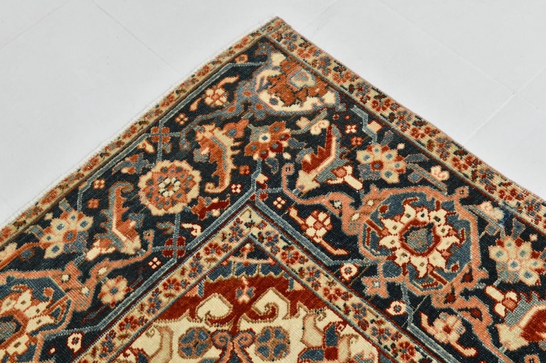 9x12 Red & Burgundy Oversize Vintage Rug, Large Area Rug, 9x12 Vintage Rug, Handmade Wool Rug, 9x12 Rug, Soft Pastel Boho, Vintage Rug 9x12 image 11