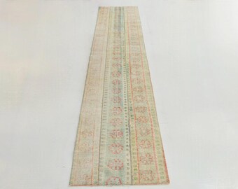 Alfombra de pasillo de 2x10, alfombra de pasillo vintage de 2x10, alfombra de pasillo turca vintage suave en tonos pastel de 2x10, alfombra de 2x10, alfombra estética hecha a mano, alfombra de pasillo Oushak de 2x10, 56s