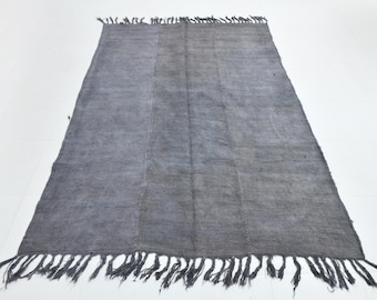 5x8 Rug, 5x8 Hemp Rug, 5x8 Gray Silver Hemp Rug, 5x8, Handmade Natural Rug, 5x8 Vintage Hemp Rug, Bohemian Eclectic Style, Rug For Bedroom