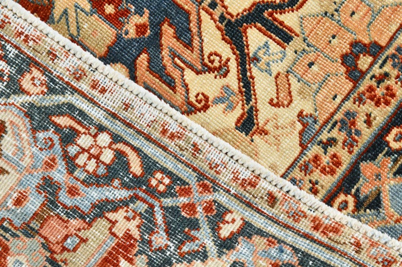 9x12 Red & Burgundy Oversize Vintage Rug, Large Area Rug, 9x12 Vintage Rug, Handmade Wool Rug, 9x12 Rug, Soft Pastel Boho, Vintage Rug 9x12 image 16