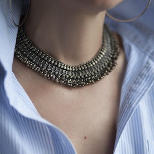 Antique Style Brass Choker | Brass Tribal Collar Necklace | Handcrafted Ethnic Statement Jewelry