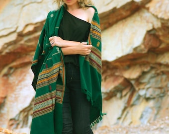 Green Cotton Shawl, Boho Wrap Scarf, Ethnic Indian Scarf, Festival Shaw