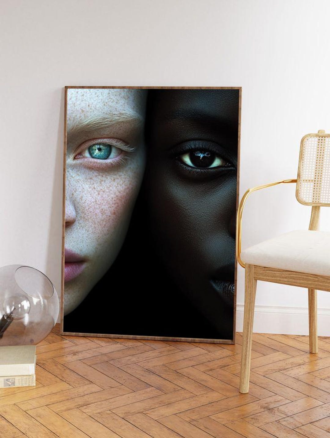 Dual Portrait Poster, Contrast Beauty Poster, Black and White Art, Face ...