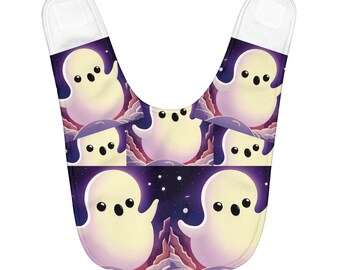 Baby Boo Friendly Ghost Fleece Baby Bib for Halloween in different colors