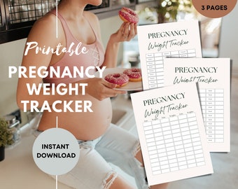 Planificador minimalista de seguimiento de peso del embarazo, retrato digital imprimible A4 y carta, diario de iPad de notabilidad de Goodnotes, descarga instantánea