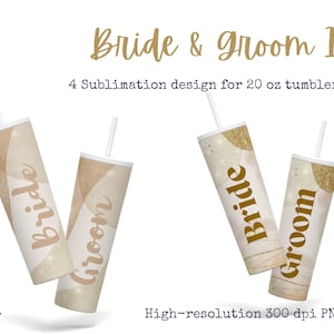 20 oz Skinny Tumbler Sublimation Marble Designs Bundle, 4 Novio Novio Boda Matrimonio papel digital, alta resolución PNG, Descarga instantánea