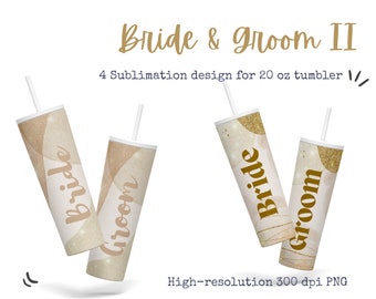 20 oz Skinny Tumbler Sublimation Marble Designs Bundle, 4 Novio Novio Boda Matrimonio papel digital, alta resolución PNG, Descarga instantánea
