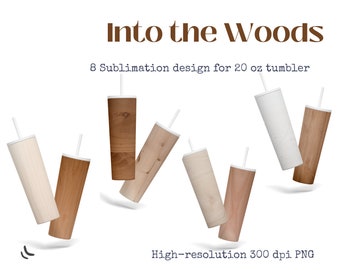Paquete de diseños de sublimación de vaso delgado de 20 oz, diseño sin costuras de patrón de textura de madera natrual, PNG de alta resolución, descarga digital instantánea
