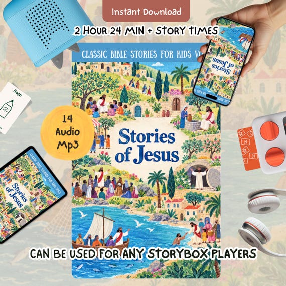 Stories of Jesus MP3 Audiobook | 14 Classic Bible Stories for Kids | Christian Children's Audio | Yoto Toniebox | Screen Free | Digital Gift