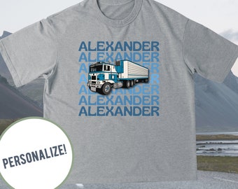 Personalized Truck Shirt For Kids, Semi Truck Shirt For Boys, Gift For Boys, Gift For Girls, Custom Name Shirt, Personalized Birthday Gifts