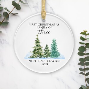 Personalized Baby&#39;s First Christmas Ornament, Family of Three Christmas Ornament, Family of 3, Family Ornament, First Christmas Ornaments