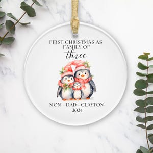 Personalized Baby&#39;s First Christmas Ornament, Family of Three Christmas Ornament, Family of 3, Family Ornament, First Christmas Ornaments