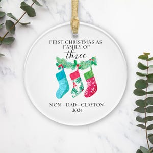 Personalized Baby&#39;s First Christmas Ornament, Family of Three Christmas Ornament, Family of 3, Family Ornament, First Christmas Ornaments