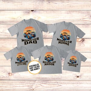 Monster Truck Personalized Birthday Matching Family Shirts for Boy&#39;s Monstertrucks Theme Birthday Party Gift Birthday Boy Shirt Personality