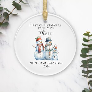 Personalized Baby&#39;s First Christmas Ornament, Family of Three Christmas Ornament, Family of 3, Family Ornament, First Christmas Ornaments