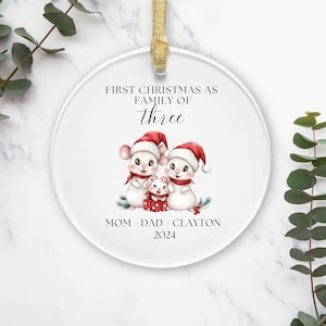 Personalized Baby&#39;s First Christmas Ornament, Family of Three Christmas Ornament, Family of 3, Family Ornament, First Christmas Ornaments