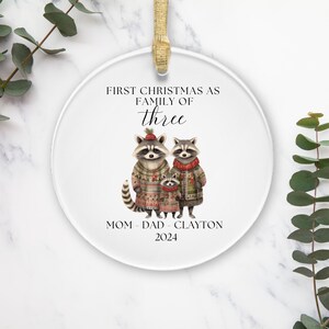 Personalized Baby&#39;s First Christmas Ornament, Family of Three Christmas Ornament, Family of 3, Family Ornament, First Christmas Ornaments