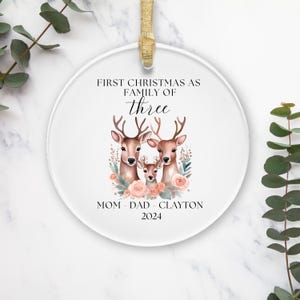 Personalized Baby&#39;s First Christmas Ornament, Family of Three Christmas Ornament, Family of 3, Family Ornament, First Christmas Ornaments